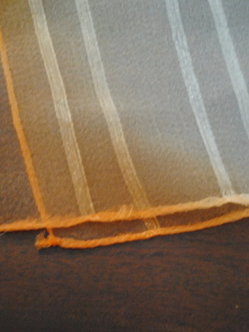 Flawed! Vintage Long Orange & Yellow Ombre Striped Sheer Chiffon Scarf